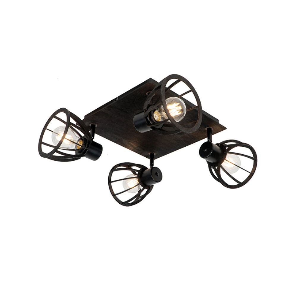 Opbouwspots plafondlamp zwart Fotu StaalHout Zwart Wat is deze een stoere Hij gemaakt van hout met staal en afgewerkt in het zwart. De spots zijn eenvoudig te