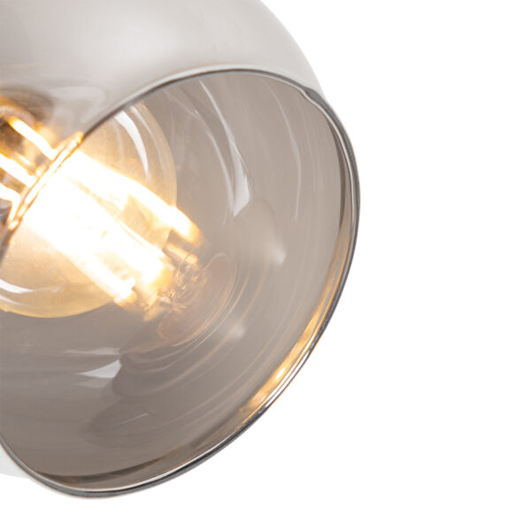 Plafondlamp zwart 44,5 cm met smoke glas en hout 3-lichts - Vidro - Afbeelding 2