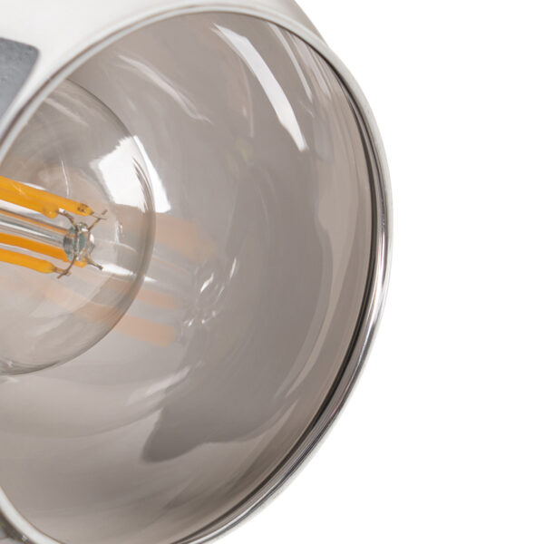 Plafondlamp zwart met smoke glas en hout 4-lichts - Vidro - Afbeelding 2