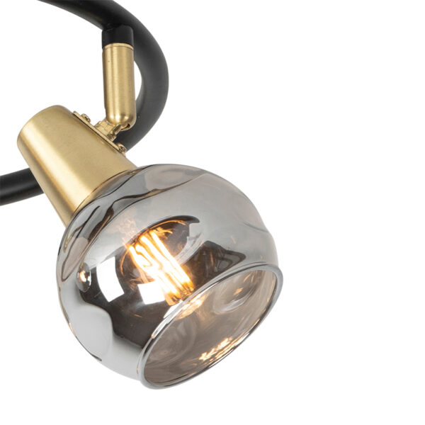 Plafondlamp zwart 44,5 cm met smoke glas 3-lichts - Vidro - Afbeelding 2