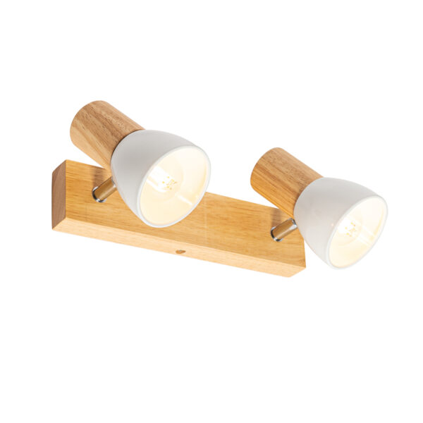 Plafondspot hout met wit 2-lichts verstelbaar - Thorin - Afbeelding 2