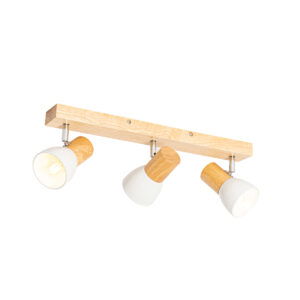 Opbouwspots Plafondspot hout met wit verstelbaar Thorin HoutStaal Naturel Wauw wat een toffe plafondlamp is Deze past perfect in landelijk rustiek interieur. De