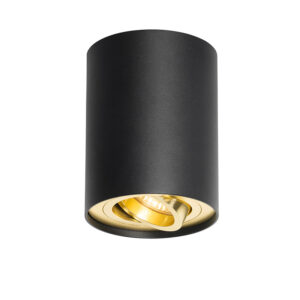 Opbouwspots Plafondspot zwart met goud en kantelbaar Rondoo up AluminiumStaal Een moderne spot die je kunt draaien ideaal voor elke De is een opbouwspot van