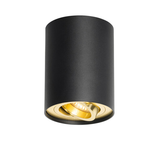 Opbouwspots Plafondspot zwart met goud en kantelbaar Rondoo up AluminiumStaal Een moderne spot die je kunt draaien ideaal voor elke De is een opbouwspot van