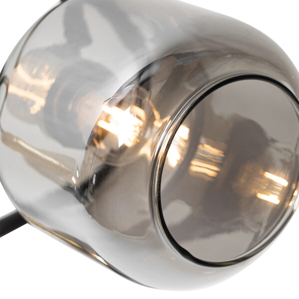 Plafondspot zwart met smoke glas rond 3-lichts - Zuzanna - Afbeelding 2