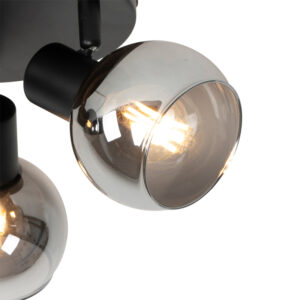 Opbouwspots Plafondspot zwart 35 cm met smoke glas Vidro StaalGlas Zwart Wauw wat een mooie lamp is de Door het effect krijgt mysterieuze maar sfeervolle look.