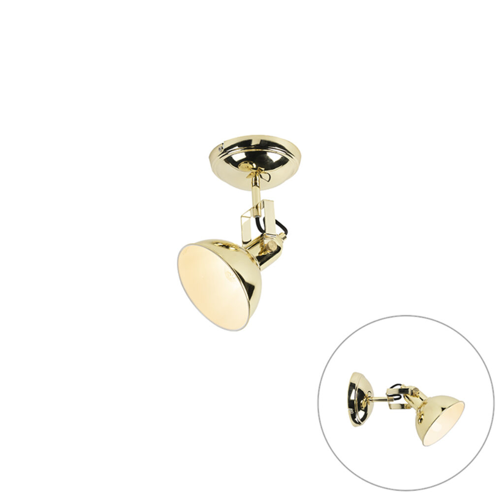 Opbouwspots ronde spot goud Tommy Staal Goud Wat een in De hoort echt thuis industrieel interieur. combinatie van de gouden messing kleur en witte binnenkant