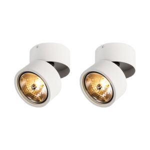 Opbouwspots Set van 2 moderne spots wit rond verstelbaar Go Nine StaalAluminium Wit Een minimalistisch en strak design heeft deze spot Tubo. super functioneel