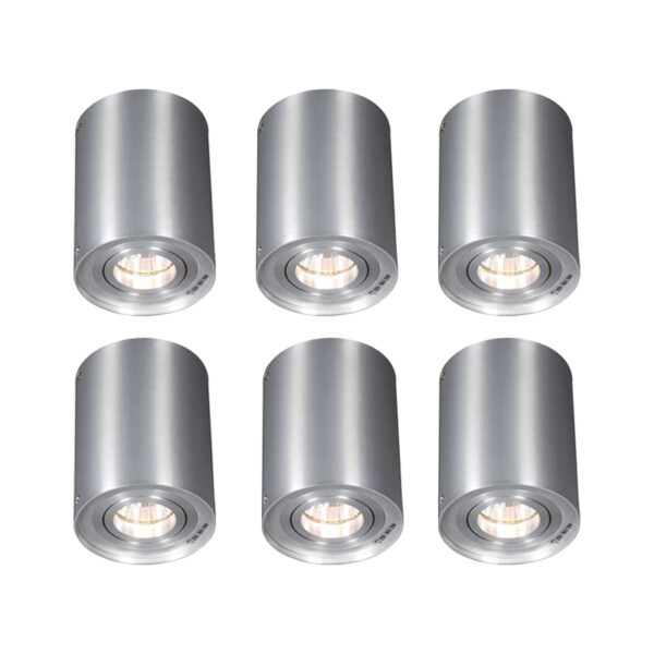 Opbouwspots Set van 6 spots staal en kantelbaar Rondoo up Aluminium Deze 1 opbouwspot past in ieder interieur. Hij heeft een diameter 95 cm hoogte 125 cm. De