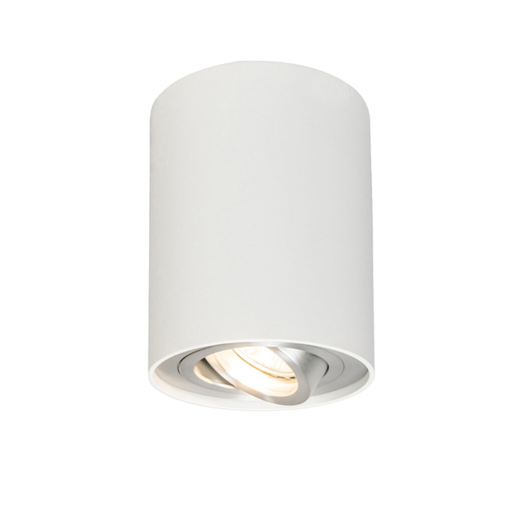Opbouwspots Set van 6 spots wit en kantelbaar Rondoo up Aluminium Wit Deze 1 opbouwspot past in ieder interieur. Hij heeft een diameter 95 cm hoogte 125 cm. De