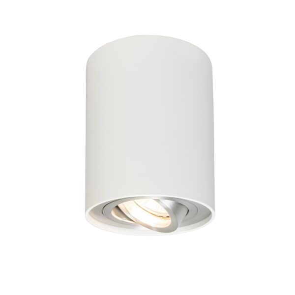 Opbouwspots Set van 4 spots wit en kantelbaar Rondoo up Aluminium Wit Deze 1 opbouwspot past in ieder interieur. Hij heeft een diameter 95 cm hoogte 125 cm. De