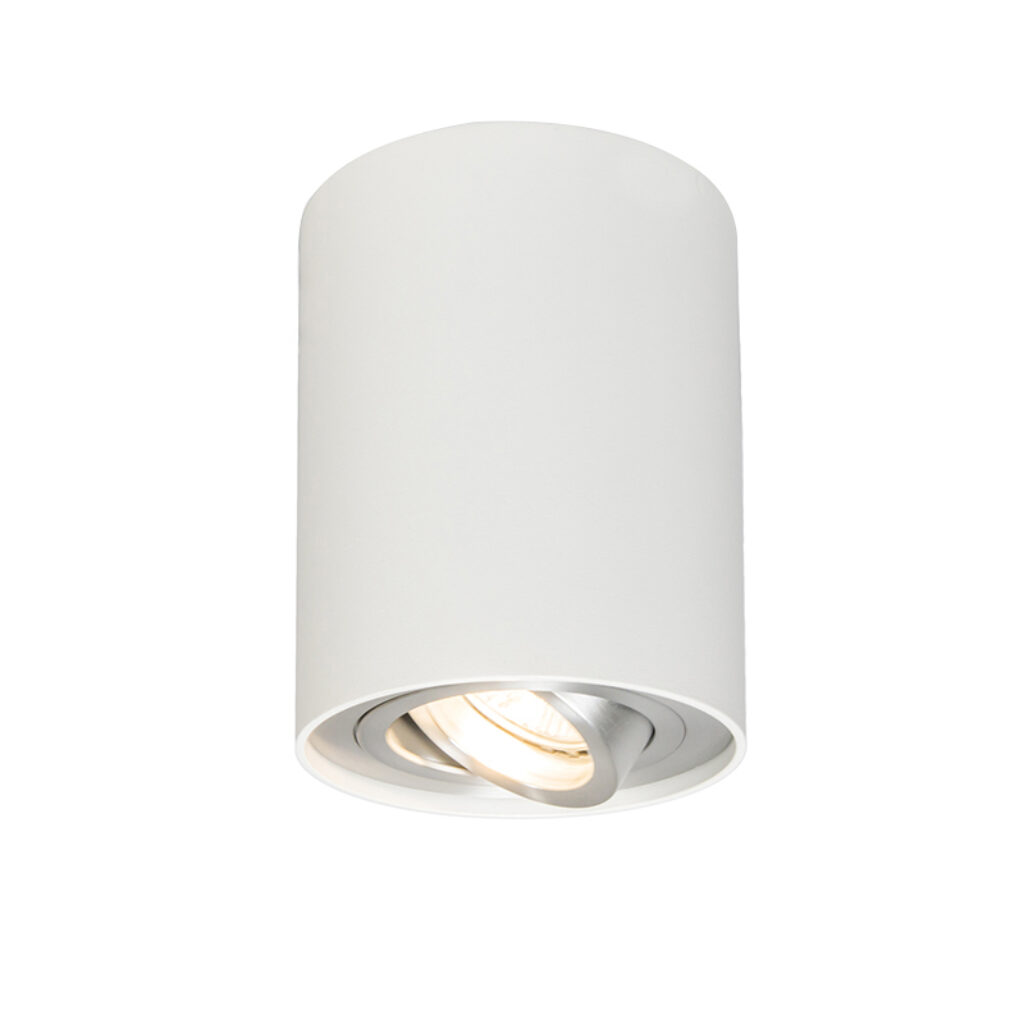 Opbouwspots Smart opbouwspot wit en staal kantelbaar incl. Wifi GU10 Rondoo up Aluminium Wit Binnen een handomdraai heb je met deze smart spot elke lichtkleur
