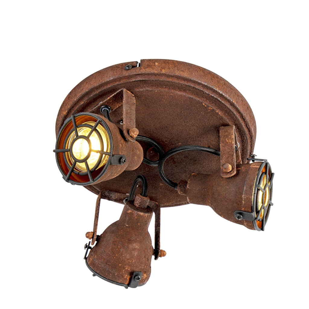 Opbouwspots Smart plafondlamp roestbruin incl. 3 WiFi GU10 Sorra Staal Roestbruin Een stoere spot ideaal voor in een industrieel De roestbruine kleur geeft deze