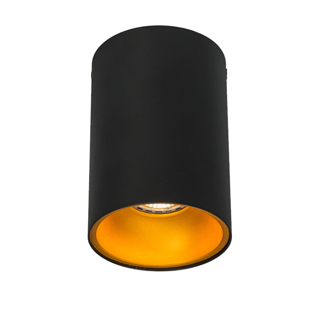 Opbouwspots Smart spot zwart met goud incl. wifi GU10 lichtbron Deep Staal Zwart Deze opbouwspot past in ieder modern interieur. Hij heeft een diameter van 95