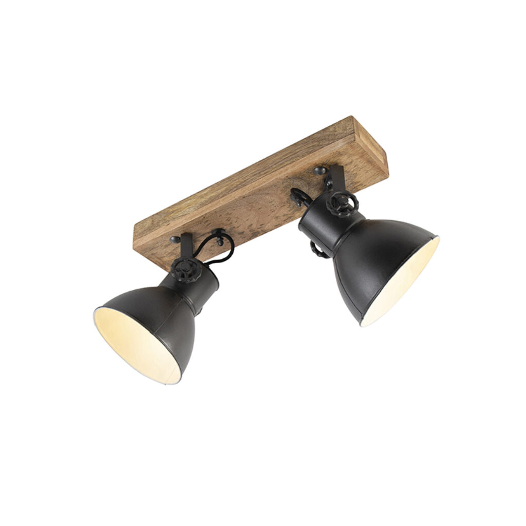 Opbouwspots spot donkergrijs met mango hout Mangoes StaalHout Donkergrijs Een nostalgisch design in een nieuw De zwarte kleur het en de afwerking geeft hanglamp