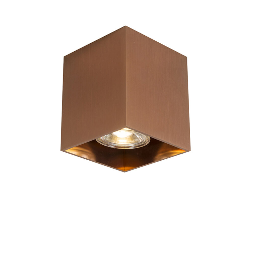 Opbouwspots Spot Qubo 1 koper Aluminium Koper Super strakke design spot volledig gemaakt van aluminium in koperen kleur afgewerkt. Ook de binnenkant waar lamp