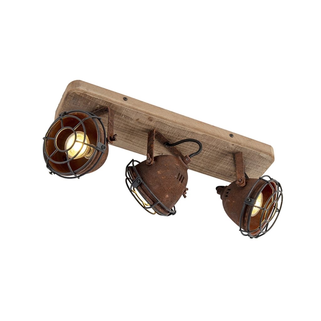Opbouwspots spot roestbruin met hout kantelbaar Gina HoutStaal Roestbruin Een stoere ideaal voor in een industrieel De combinatie van het staal en de houten