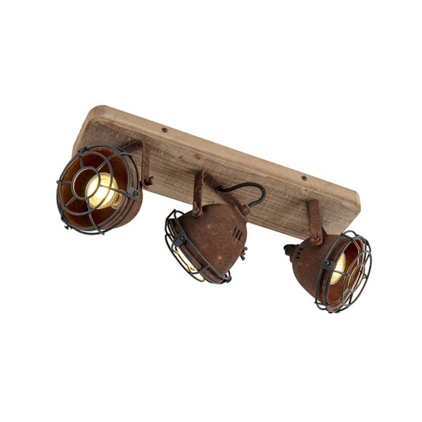 Opbouwspots spot roestbruin met hout kantelbaar Gina HoutStaal Roestbruin Een stoere ideaal voor in een industrieel De combinatie van het staal en de houten