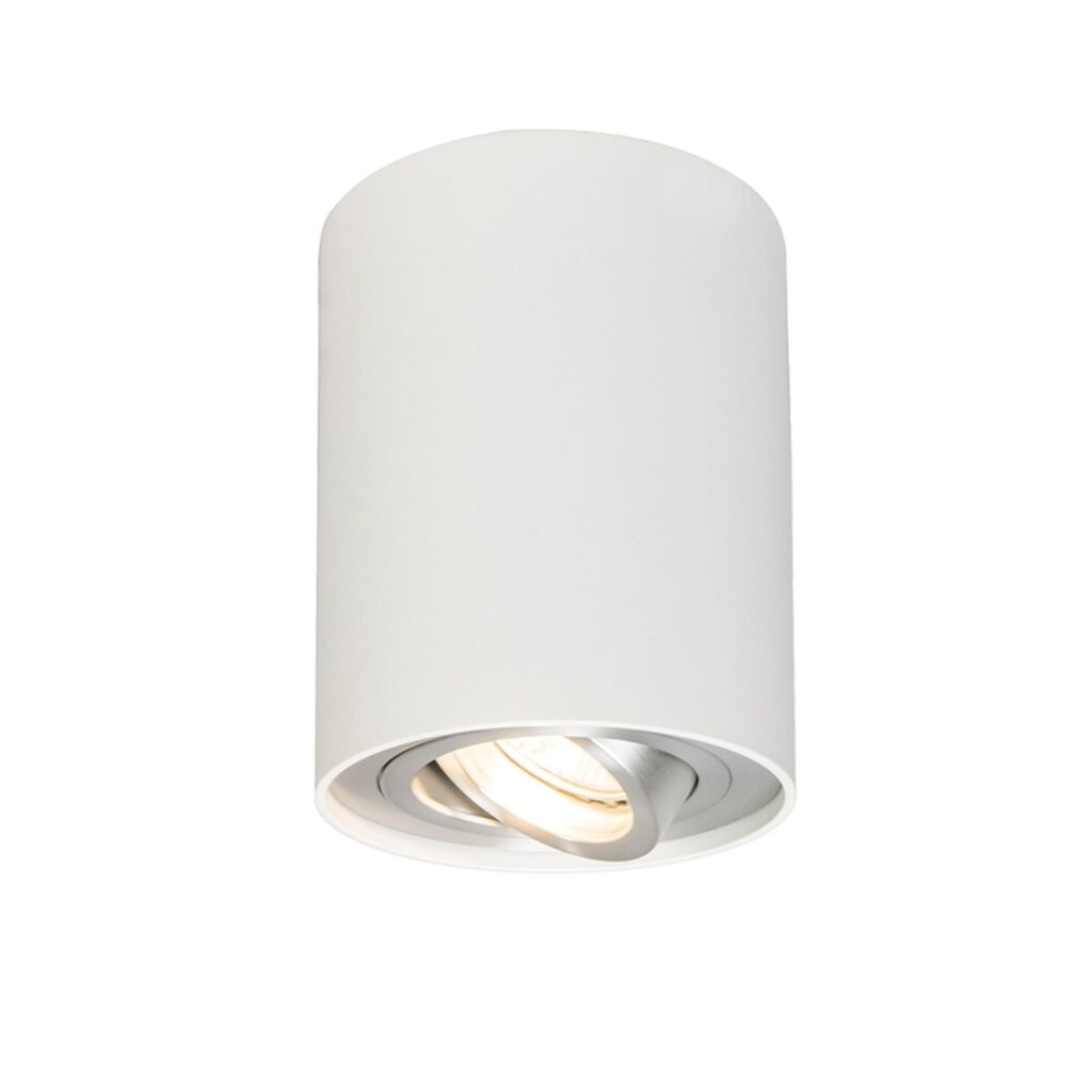 Opbouwspots Spot wit en staal kantelbaar Rondoo up Aluminium Staal Deze 1 opbouwspot past in ieder interieur. Hij heeft een diameter van 95 cm hoogte 125 cm. De