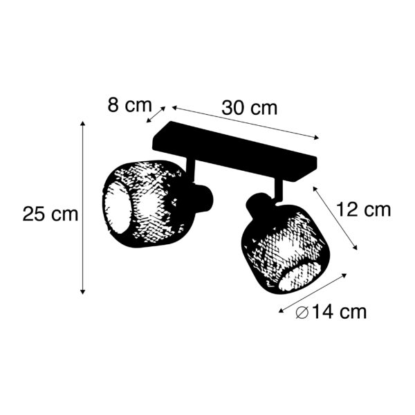 Industriële spot zwart 2-lichts - Bliss Mesh - Afbeelding 3