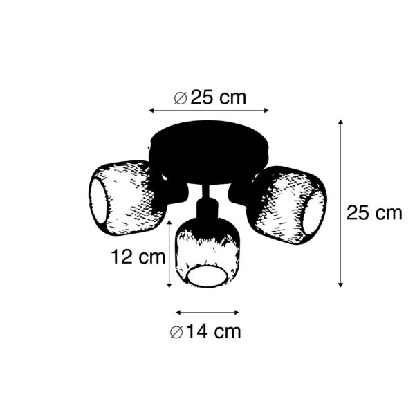 Industriële spot zwart 3-lichts - Bliss Mesh - Afbeelding 3