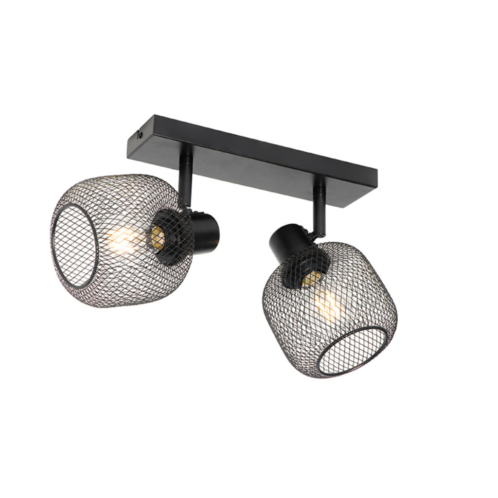 Opbouwspots spot zwart Bliss Mesh Staal Zwart is een gezellig voor op het plafond of aan de wand keuze Door zwarte kappen met gaas structuur geeft lamp sfeervol