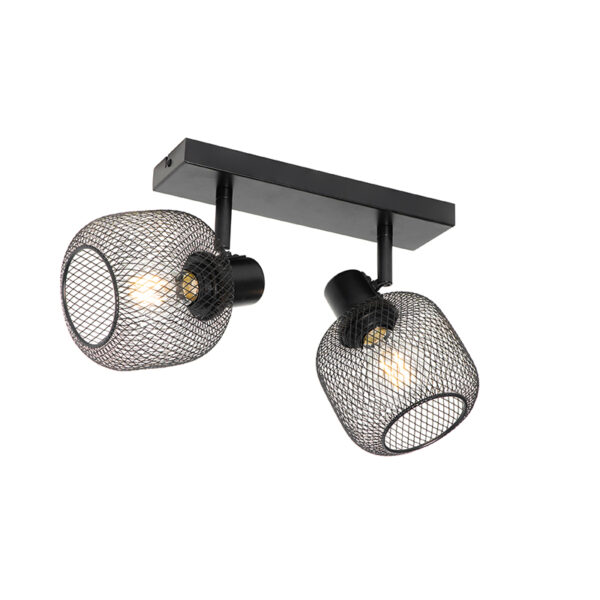 Opbouwspots spot zwart Bliss Mesh Staal Zwart is een gezellig voor op het plafond of aan de wand keuze Door zwarte kappen met gaas structuur geeft lamp sfeervol