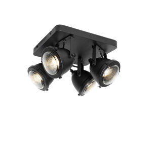 Opbouwspots spot zwart Emado StaalGlas Zwart Plafondlamp is een echte eyecatcher voor in industrieel De lamp gemaakt van staal met glas en zwart. 4 lichtpunten