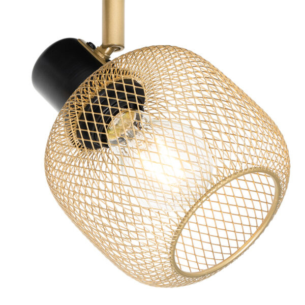 Industriële spot zwart met goud 2-lichts - Bliss Mesh - Afbeelding 2