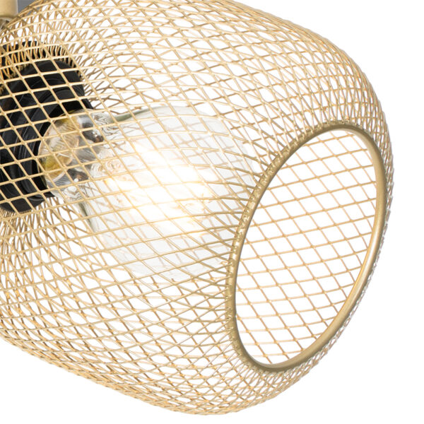 Industriële spot zwart met goud 3-lichts - Bliss Mesh - Afbeelding 2