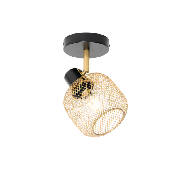 Industriële spot zwart met goud - Bliss Mesh - Afbeelding 2