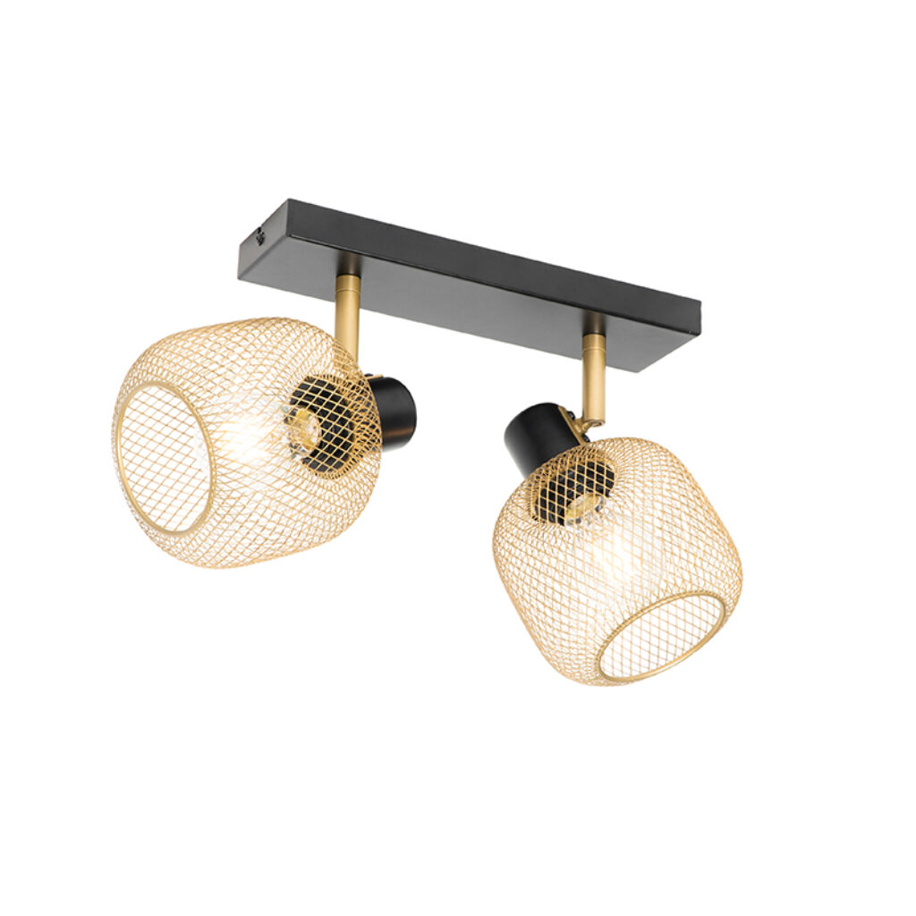 Opbouwspots spot zwart met goud Bliss Mesh Staal is een gezellig voor op het plafond of aan de wand keuze Door gouden kappen gaas structuur geeft lamp sfeervol