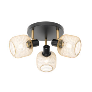 Opbouwspots spot zwart met goud Bliss Mesh Staal Wat een sfeervolle plafondspot is Zijn gaas structuur zorgt voor gezellig lichteffect in de ruimte. De lamp