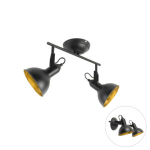Opbouwspots spot zwart met goud Tommy Staal Zwart De straalt luxe en elegantie dit dankzij de mooie combinatie van zwarte afwerking lamp gouden binnenkant