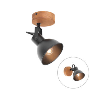 Opbouwspots spot zwart met hout kantelbaar Tommy StaalHout Zwart Geef je interieur een industrieel tintje deze Tommy. Deze is gemaakt van staal en afgewerkt in