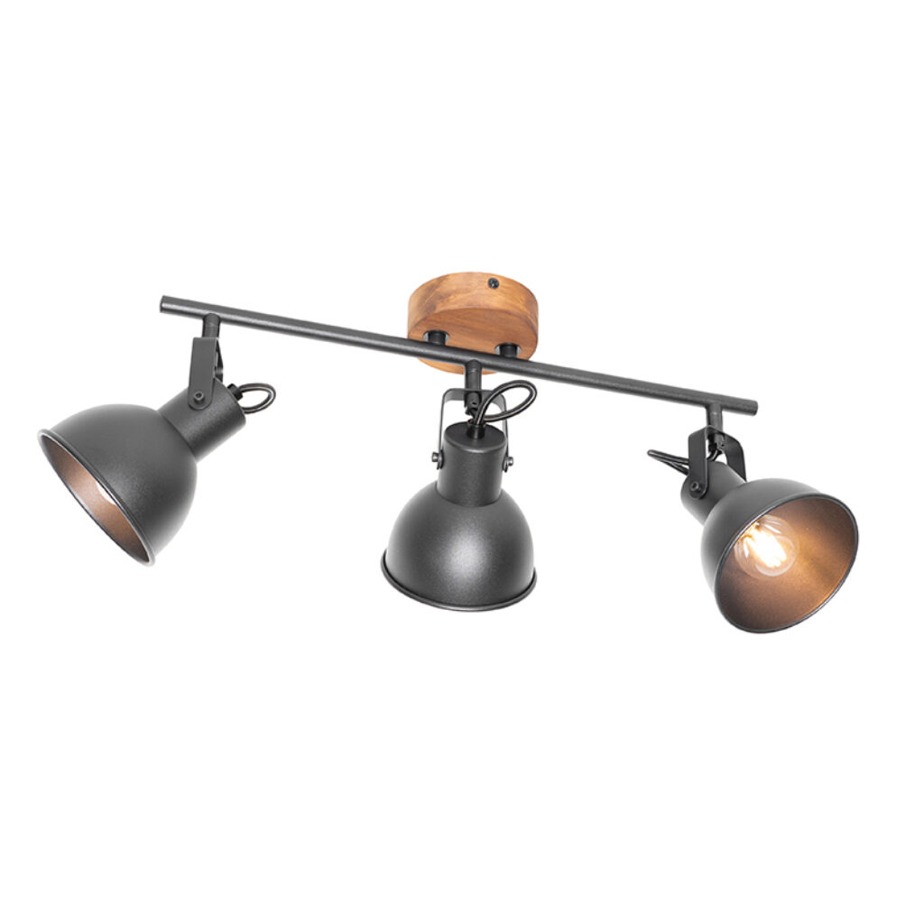 Opbouwspots spot zwart met hout kantelbaar Tommy StaalHout Zwart Geef je interieur een industrieel tintje deze Tommy. Deze is gemaakt van staal en afgewerkt in