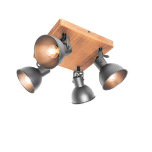 Opbouwspots spot zwart met hout kantelbaar Tommy StaalHout Zwart Geef je interieur een industrieel tintje deze Tommy. Deze is gemaakt van staal en afgewerkt in