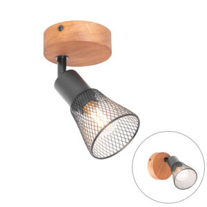 Opbouwspots spot zwart met hout Kristina StaalHout Zwart Deze laat jouw interieur Dankzij de combinatie van stalen kap en houten montageplaat past deze perfect