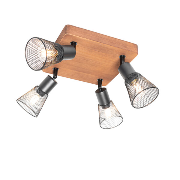 Opbouwspots spot zwart met hout Kristina StaalHout Zwart Geef je interieur een industrieel tintje onze Kristina. Deze is gemaakt van bruin staal. Het open