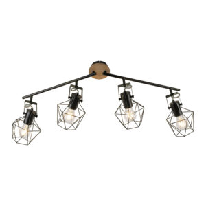 Opbouwspots spot zwart met hout Sven StaalHout Zwart is een vrolijke plafondlamp voor in De combinatie het materiaalgebruik van staal en maakt hem zo