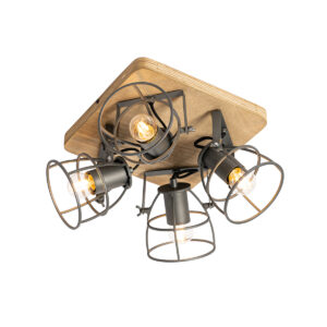 Opbouwspots spot zwart met hout verstelbaar Arthur HoutStaal Bruin Plafondlamp voelt zich helemaal thuis in een industrieel interieur. De lamp is gemaakt van