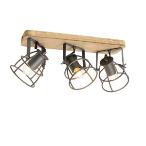 Opbouwspots spot zwart met hout verstelbaar Arthur HoutStaal Bruin Plafondlamp voelt zich helemaal thuis in een industrieel interieur. De lamp is gemaakt van