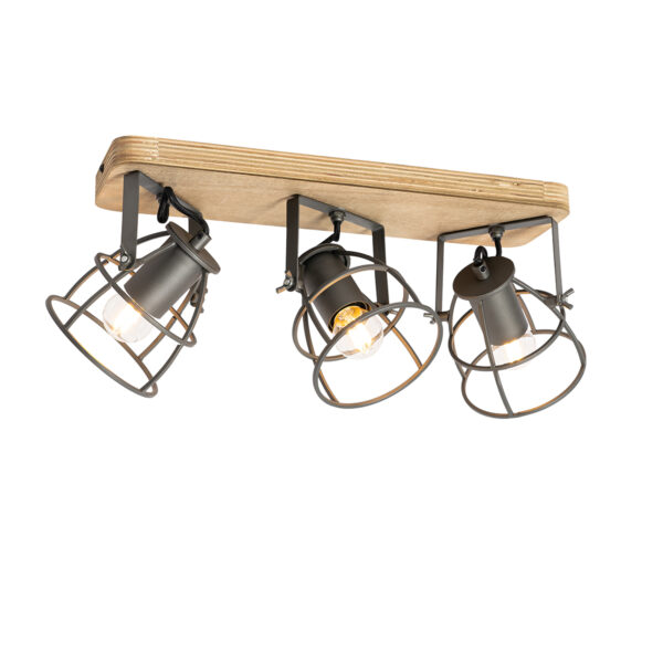 Opbouwspots spot zwart met hout verstelbaar Arthur HoutStaal Bruin Plafondlamp voelt zich helemaal thuis in een industrieel interieur. De lamp is gemaakt van