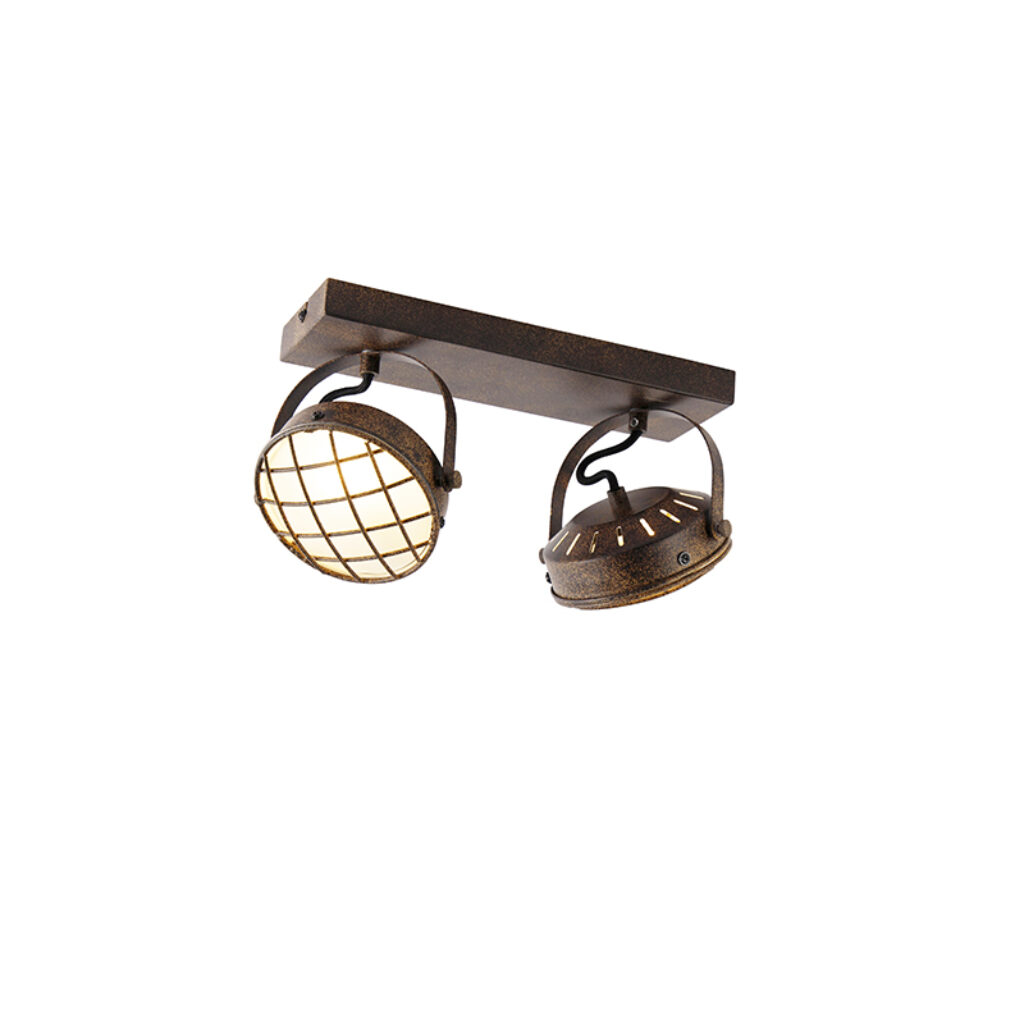 Opbouwspots Vintage spot roestbruin Tamina StaalGlas Roestbruin Geef je woning een antieke en look met de plafondlamp Deze heeft lengte van 34 cm breedte 13