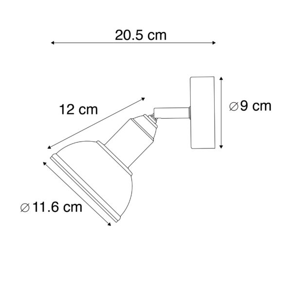 Industriële wandlamp staal - Arti - Afbeelding 2