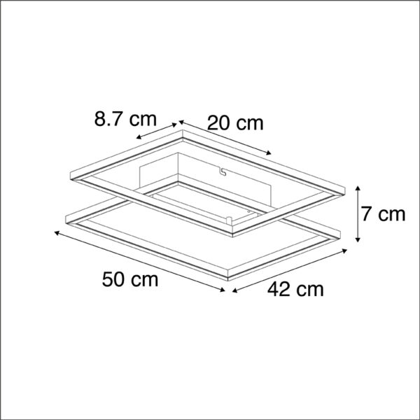 Plafonnière aluminium incl. LED en afstandsbediening - Plazas 2 - Afbeelding 3
