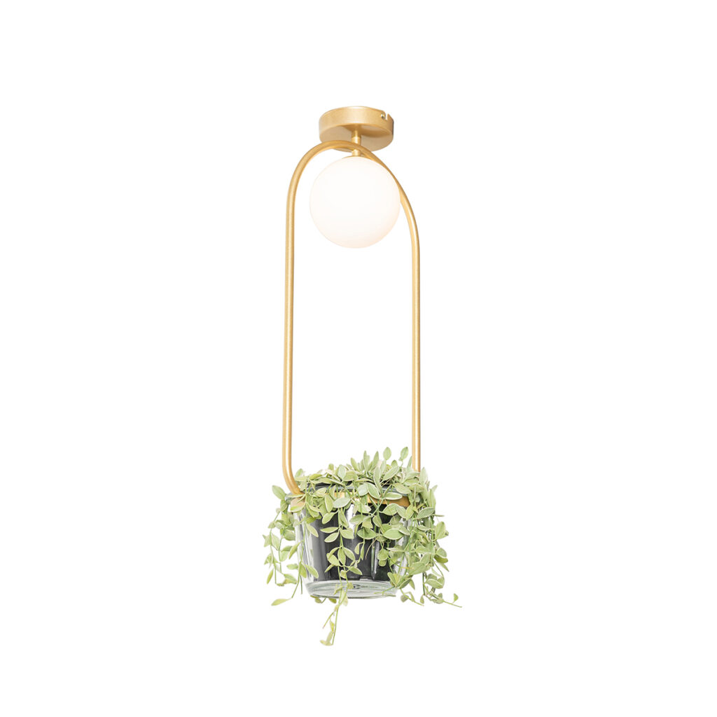 plafondlampen Art deco plafondlamp goud met wit glas Isabella StaalGlas Haal een echte eyecatcher in huis deze Isabella. Deze is gemaakt van staal en afgewerkt