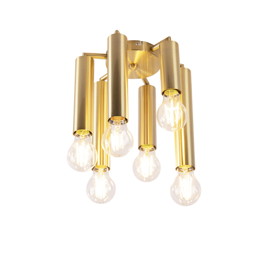 plafondlampen Art deco plafondlamp goud Staal Over een stijlvolle plafond gesproken wat dacht je van deze Tubi In het opvallende armatuur is plaats voor 6