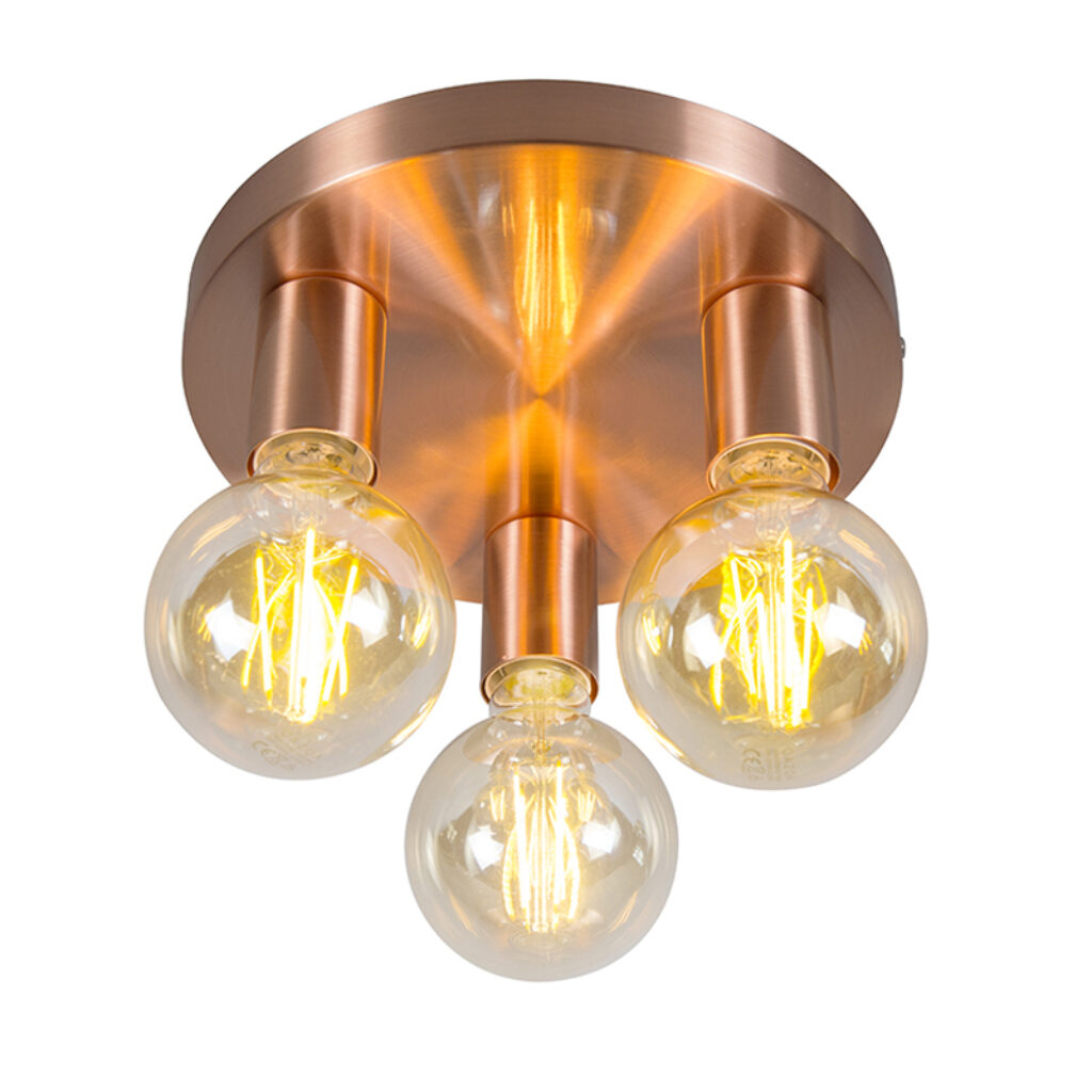 plafondlampen Art deco plafondlamp koper rond Facil 3 Staal Koper De perfecte keuze voor iedere liefhebber van minimalistische en moderne Kies de onmiskenbare