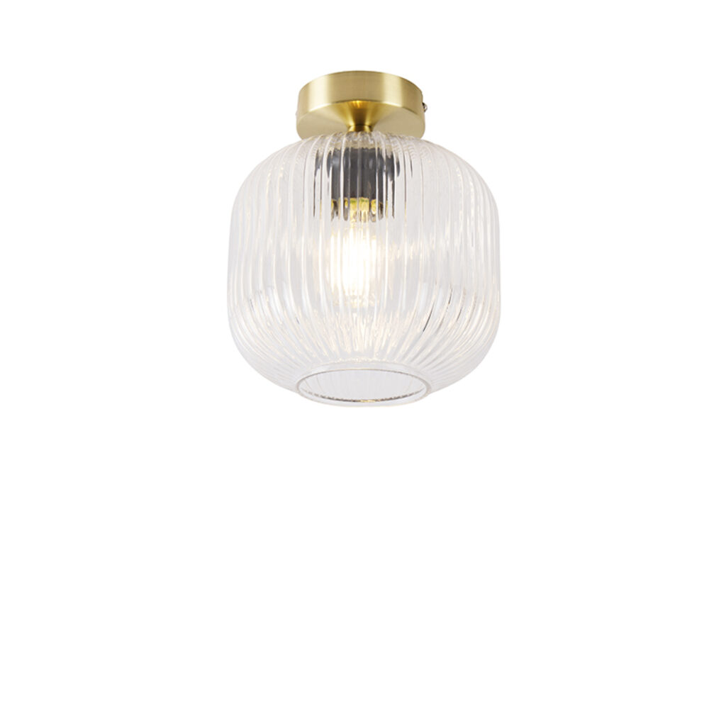 plafondlampen Art Deco plafondlamp messing Karel GlasStaal Deze mooie is afgewerkt in met geribbeld helder glas. Het excentrieke design van steelt de show elke